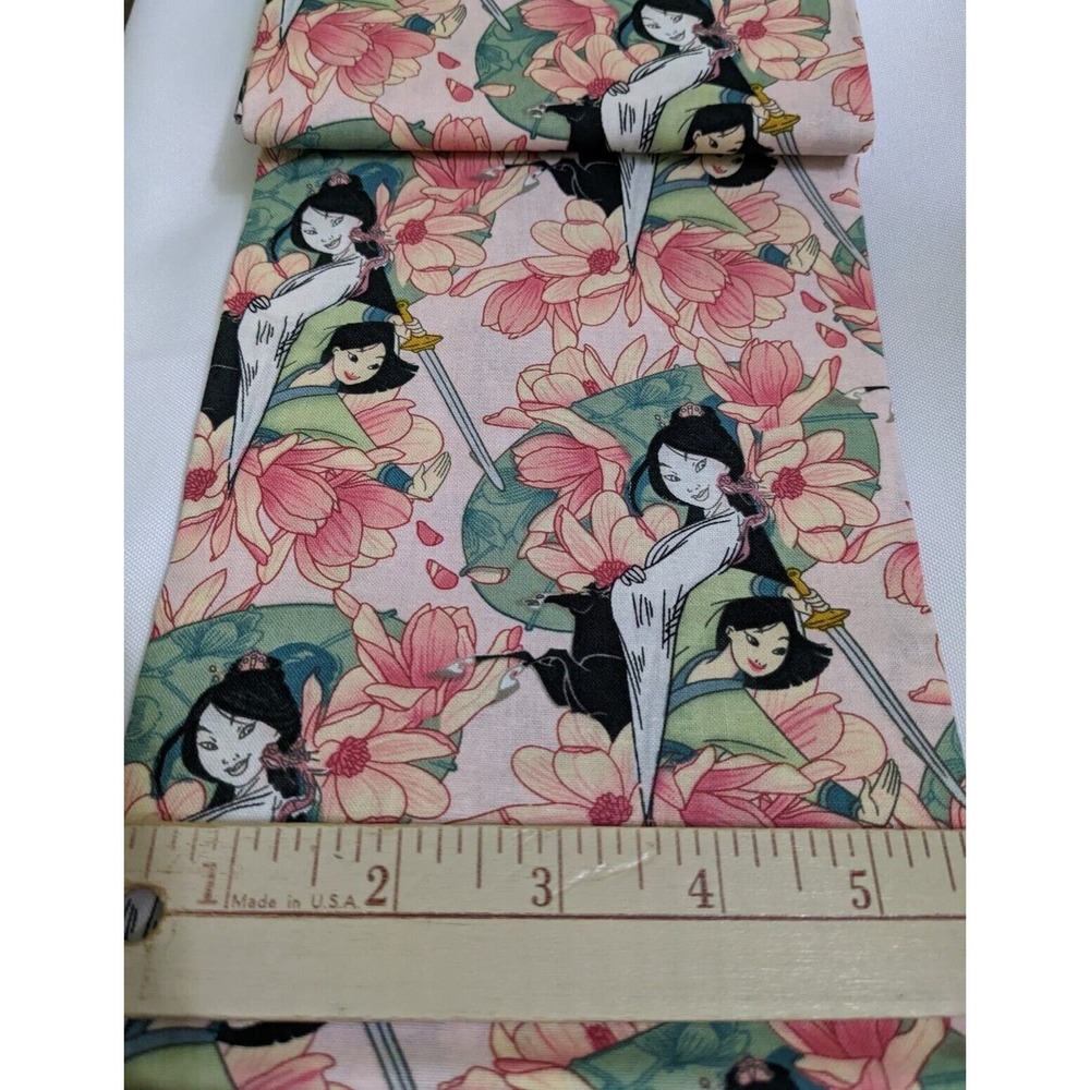 1 Yard Disney Mulan Floral Cherry Blossom Fabric Cotton Diy Sew Sewing Quilt